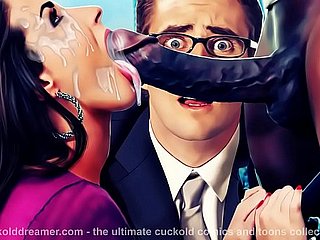 BBC slet hotwife zwarte pik aanbidding interraciale cuckold cartoons