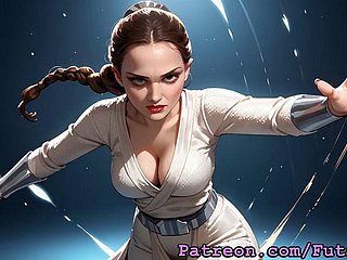 Futanari Padmé Amidala masturbándose