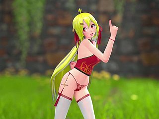Chinees meisje M22 Hentai uitkleden dansende stripe MMD 3D gilded haar (CLIP)