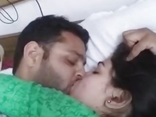 Newly fastened team of two capturing their making love moments
