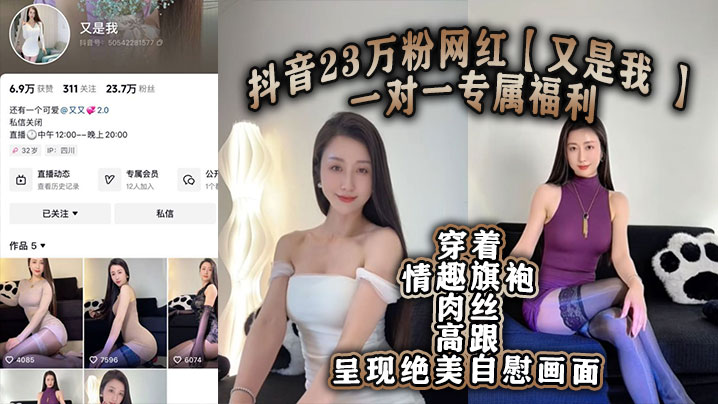 抖音23万粉网红又是我一对一专属福利穿.着情趣旗袍肉丝高跟呈现绝美自慰画面